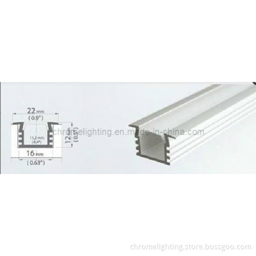 Alu Profile for LED Light, Smart Alu Profile for LED Lights, with PC Shade, End Caps, Clips and Screws, W22mm Xh12mm